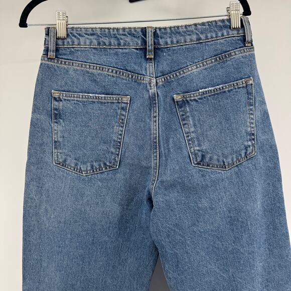 Lovers + Friends Ryan High Rise Straight Jeans Womens 28 NWT Distressed Med Wash - Picture 5 of 12